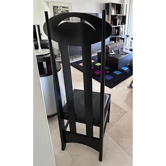 Charles Rennie Mackintosh "Argyle" Chair, Vintage 1990s Alivar Model 854 L1 – With Black Leather Seat For Sale - Image 10 of 13