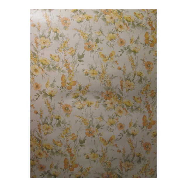 Vintage 1980s Orange Floral Motif Wallpaper For Sale