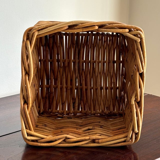Petite Handwoven Vintage Storage Basket For Sale - Image 4 of 10