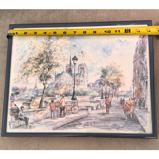 Early 21st Century Paris Street Artwork - Notre Dame Framed For Sale - Image 5 of 12