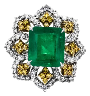 Late 20th Century Platinum Emerald Ring, Size 5