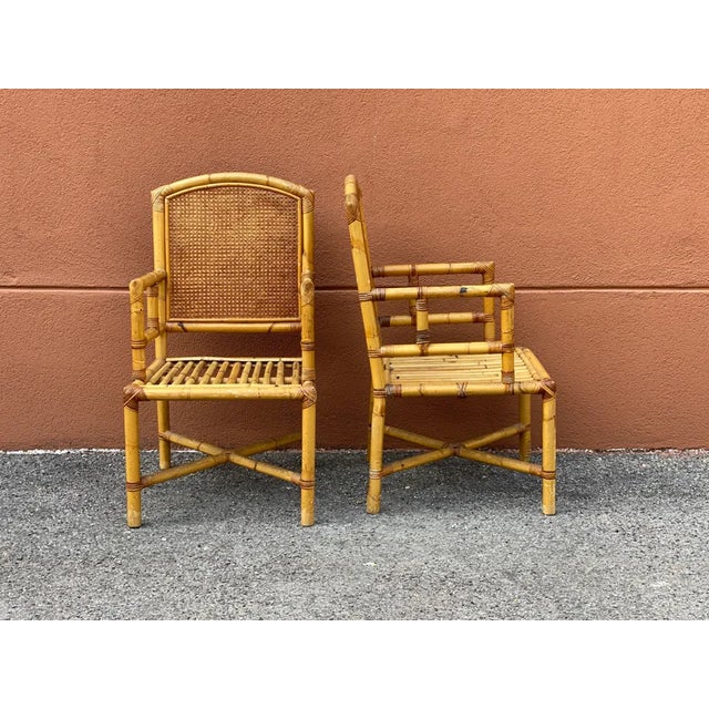 Wood Italian Bamboo and Vienna Straw Armchairs, 1970s, Set of 2 For Sale - Image 7 of 9