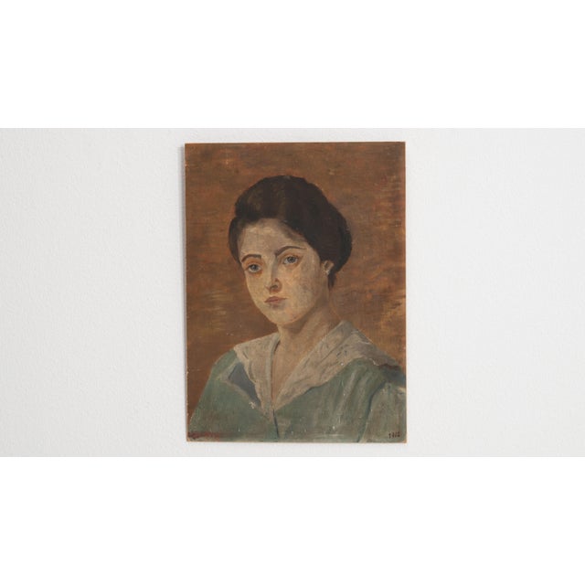1910s France Brown Wood Painting For Sale - Image 4 of 15