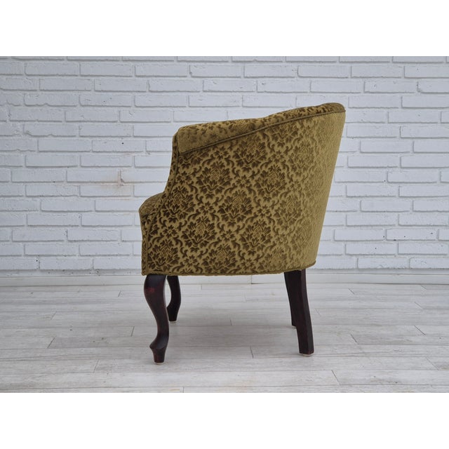 Mid-Century Modern Vintage Danish Lounge Chair in Green Furniture Fabric, 1950s For Sale - Image 3 of 18