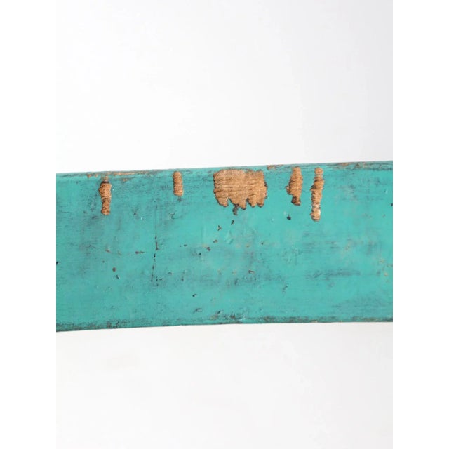 Turquoise Antique Painted Rush Seat Chair For Sale - Image 8 of 9