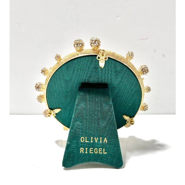 1990s Olivia Riegel Gilt Metal Jeweled Picture Frame With Crystal Detailing For Sale - Image 9 of 9