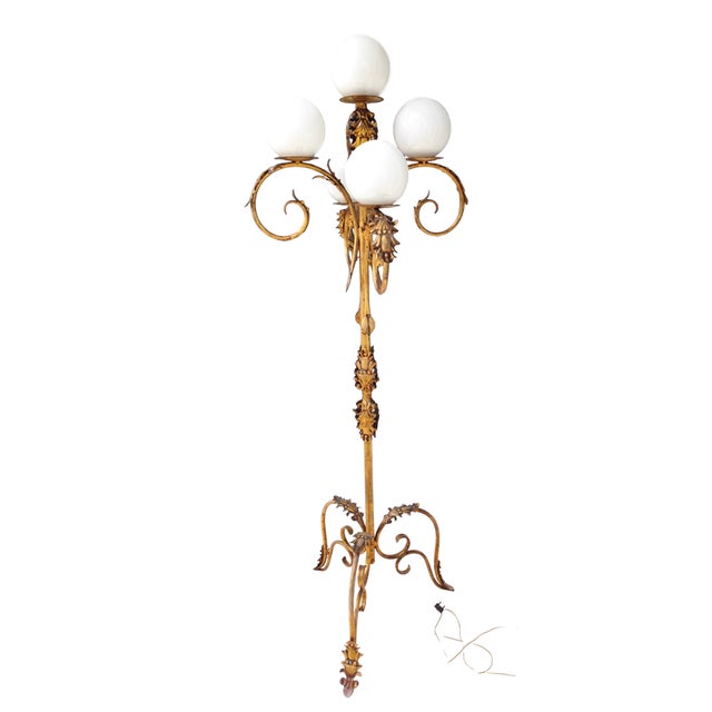 1950s Vintage Floor Lamp in Wrought Iron, 1950s For Sale - Image 5 of 8