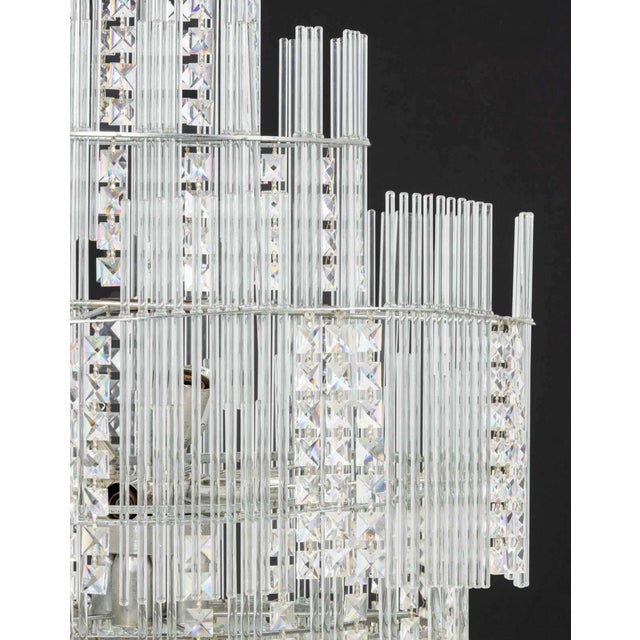 Contemporary Sciolari Tiered Crystal and Chrome Chandelier For Sale - Image 3 of 10
