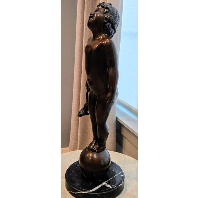 Vintage “Frog Baby” Bronze Sculpture Reproduction on Black Marble Base – Styled After Edith Barretto Parsons For Sale In Dallas - Image 6 of 13