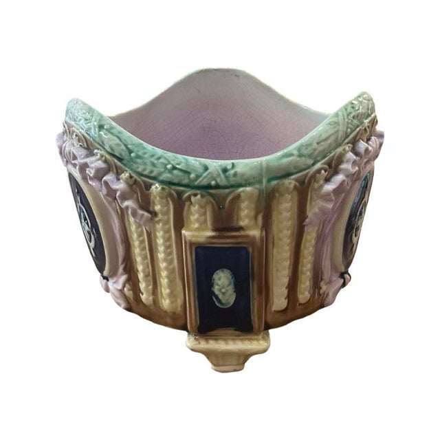 Late 19th Century Late 19th Century Majolica Footed Planter For Sale - Image 5 of 7