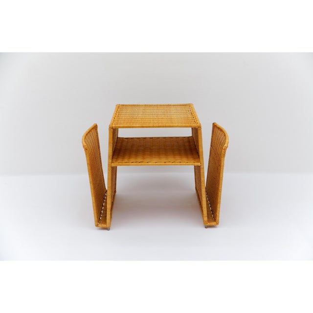 Mid-Century Modern Italian Rattan Side Table and Magazine Rack, 1970s For Sale - Image 3 of 13