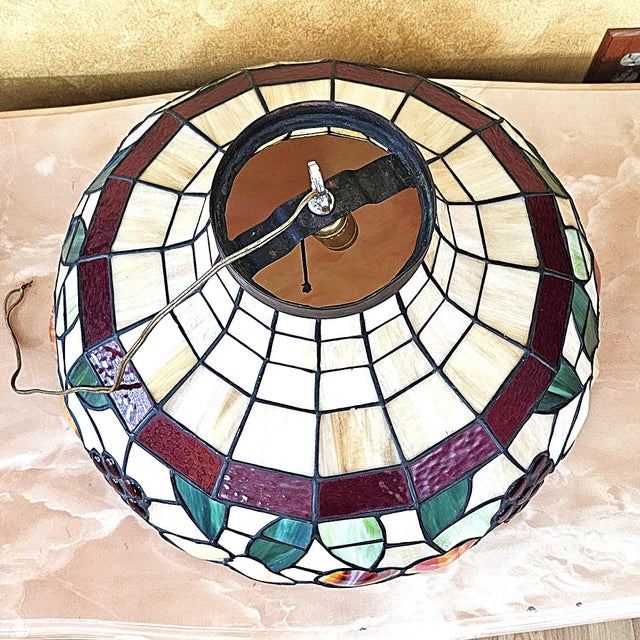Art Nouveau Vintage Tiffany-Style Fruit Stained Glass Hanging Pendant Shade For Sale - Image 3 of 18