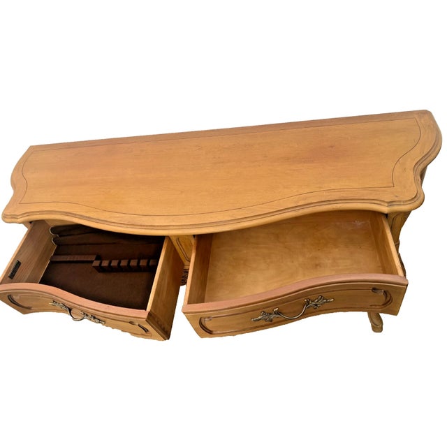 1990s Century Furniture French Provincial Style Serpentine Console Table For Sale - Image 11 of 15