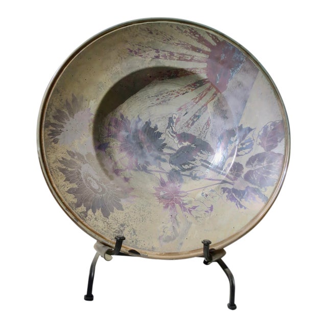 Clément Massier (1844-1917) Massive Luniville Floral Charger 24" Diameter Circa 1890 For Sale