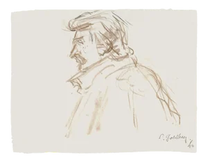 Portrait - Original Pencil Drawing by S. Goldberg - Mid 20th Century Mid 20th Century