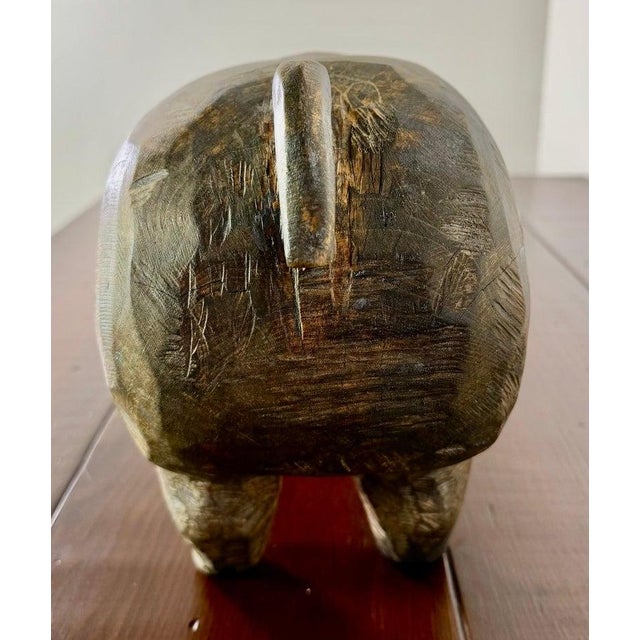 Folk Art Carved Wooden Pig Sculpture With Patinated Finish For Sale - Image 10 of 10