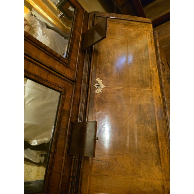 Queen Anne Double Domed Burr Walnut Bureau Bookcase Secretary For Sale - Image 12 of 17