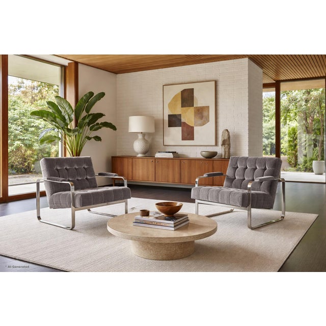 Presenting a pair of vintage lounge chairs inspired by the iconic designs of Milo Baughman for Thayer Coggin. These...