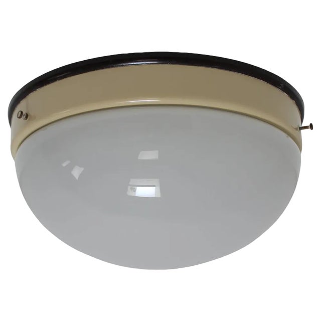 Mid-Century Glass Ceiling Lamp, Flush Mount or Wall Lamp, 1960s For Sale