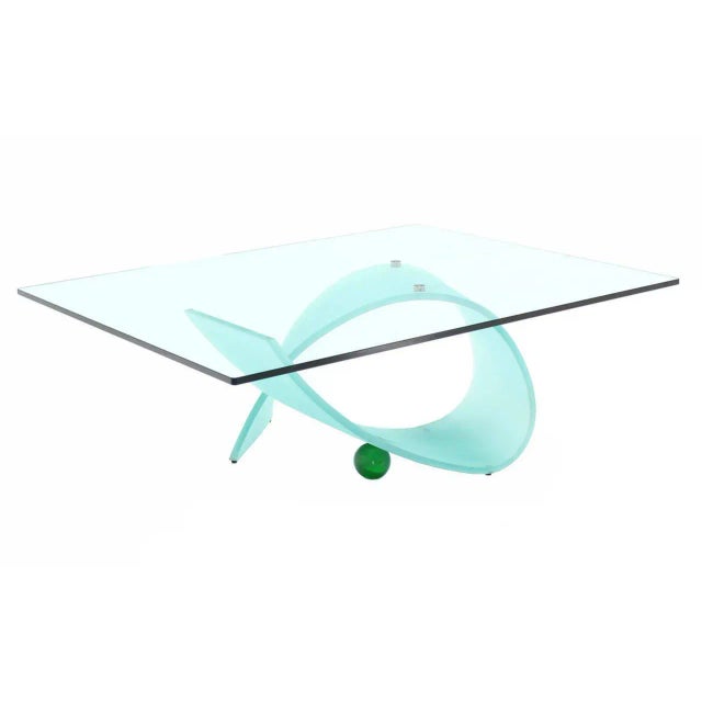 Vintage Mid Century Ribbon Base Square Glass-Top Coffee Table For Sale - Image 6 of 10