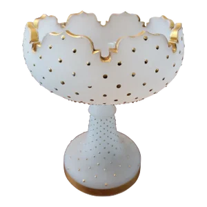 Antique 24k Gold Jeweled Baccarat Style Opaline Centerpiece