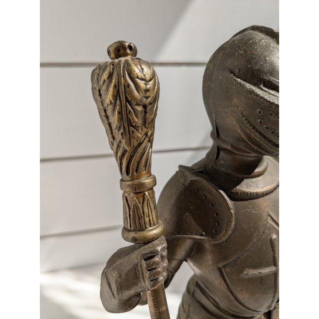 Gothic Mid 20th Century Vintage Bronze Mounted Statue of a Knight For Sale - Image 3 of 12