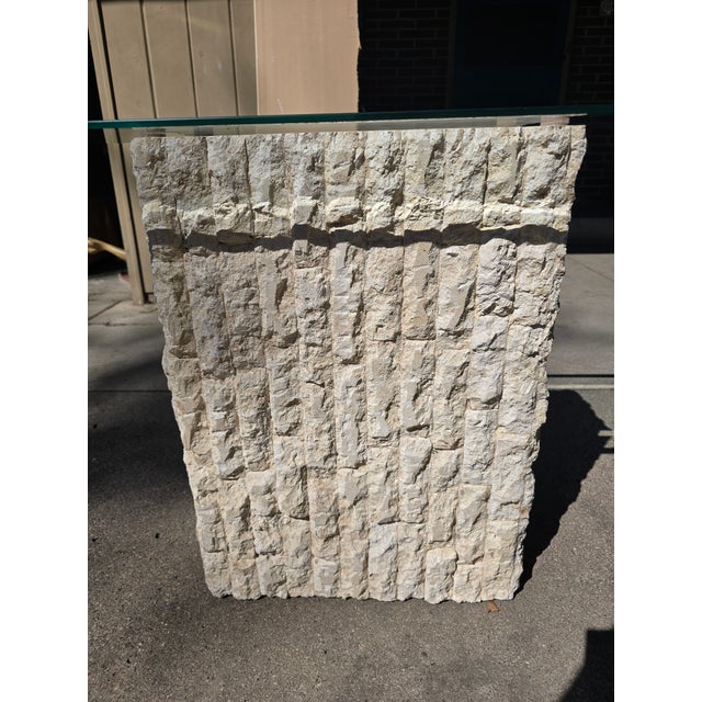 1980s Postmodern Maitland Smith Style Tessellated Mactan Stone Console Sofa Table For Sale - Image 4 of 7