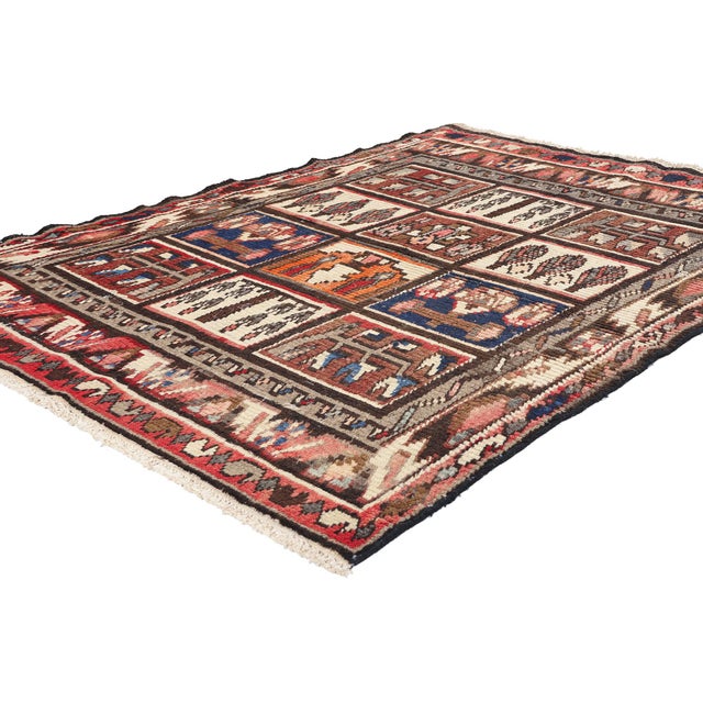78890 Vintage Persian Lori Checkerboard Rug, 04'10 x 06'03. This hand-knotted wool vintage Persian Lori rug captivates...