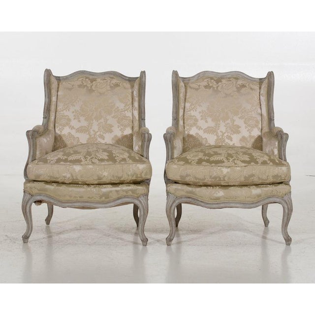 Charming pair of rococo style armchairs, circa 100 years oldh. 81 h-seat. 43 w. 63 d. 52 cmh. 31.8 h-seat. 16.9 w. 24.8 d....