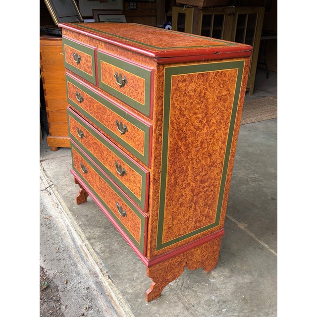 19th C. American Artisan Painted Mule Chest of Drawers For Sale - Image 4 of 18