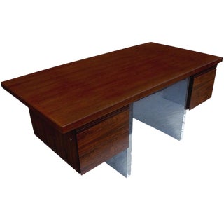 Dunbar Roger Sprunger Rosewood and Stainless Steel Desk For Sale