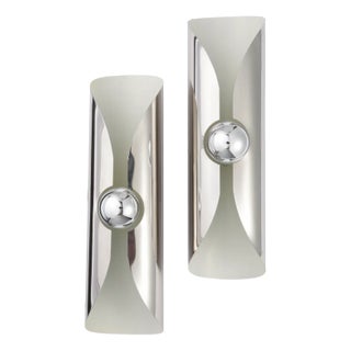 Cylindrical Chrome Wall Lamp attributed to Staff Leuchten, Germany, 1970s, Set of 2 For Sale