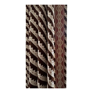 Schumacher “Zeppelin” Drapery Panels in Brown With Samuel & Sons Trim For Sale