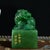 Shoushan Green Stone Seal, Carved Ancient Beast Chop, Chinese Scholar Stone Stamp With Gilded Inscription For Sale - Image 9 of 9