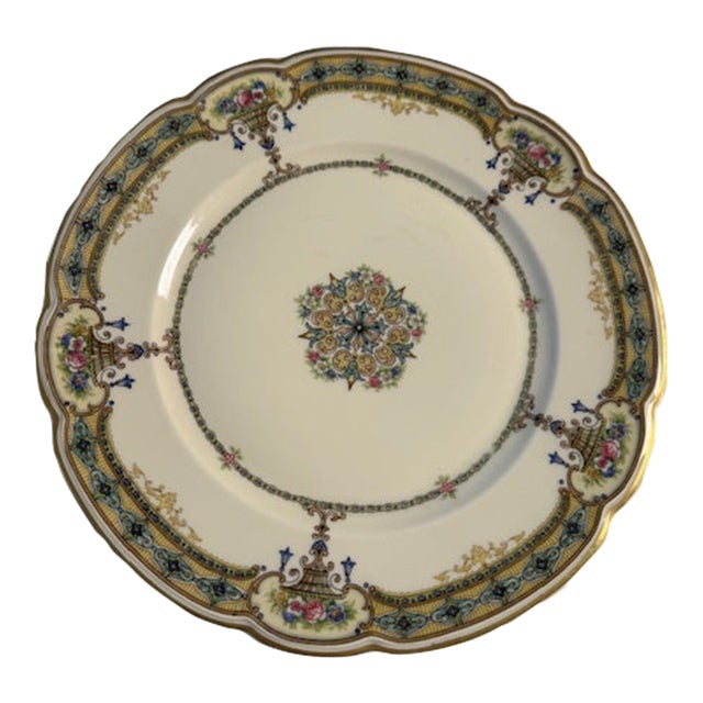 Antique Porcelain Black Night "Blk3" Scalloped Dinner Plate. 10.25" Diameter. For Sale