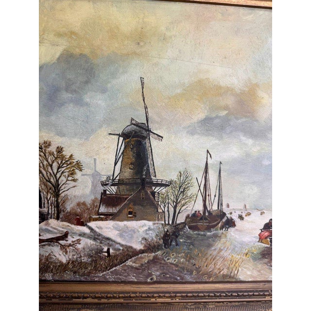 Jentje Van Der Sloot, Winter Landscape, 1960s, Oil on Panel For Sale - Image 4 of 7