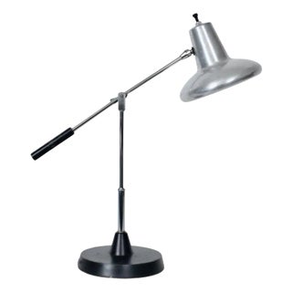 Articulating Chrome & Black Enamel Desk Lamp with Aluminum Shade, Circa 1960's For Sale