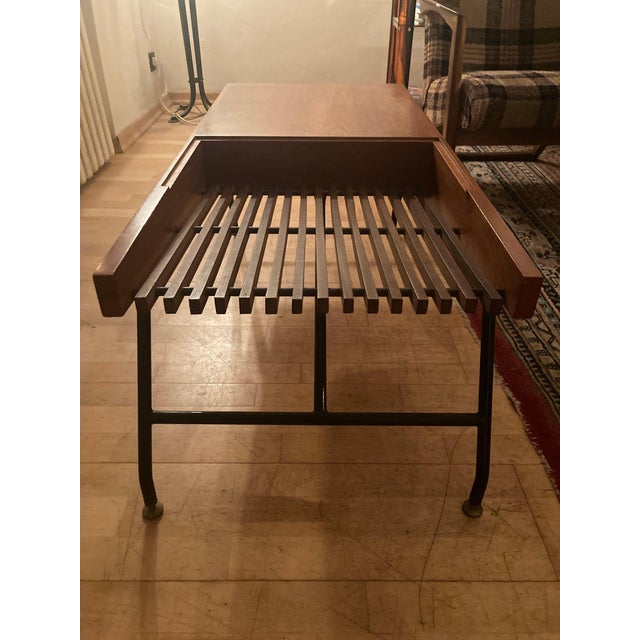 Mid-Century Modern Italian Side Table with Newspaper Rack and Glass Base, 1950s For Sale - Image 3 of 9