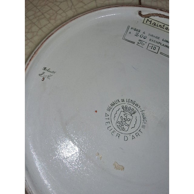 Large Decorative Platter in Enamels Maintenon Pattern from Longwy, 1950s, in Good conditions. Designed 1950 to 1959