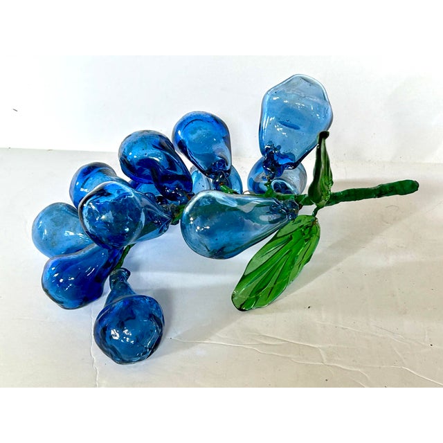 Mid-Century Modern 60s Italian Hand Blown Glass Blue Grapes, Pair For Sale - Image 3 of 6