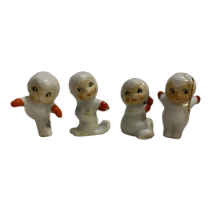 Vintage Holt Howard Pixi Snowbabies Ornaments Set of Four Including Two of the Rarest Figurines Flawless Condition