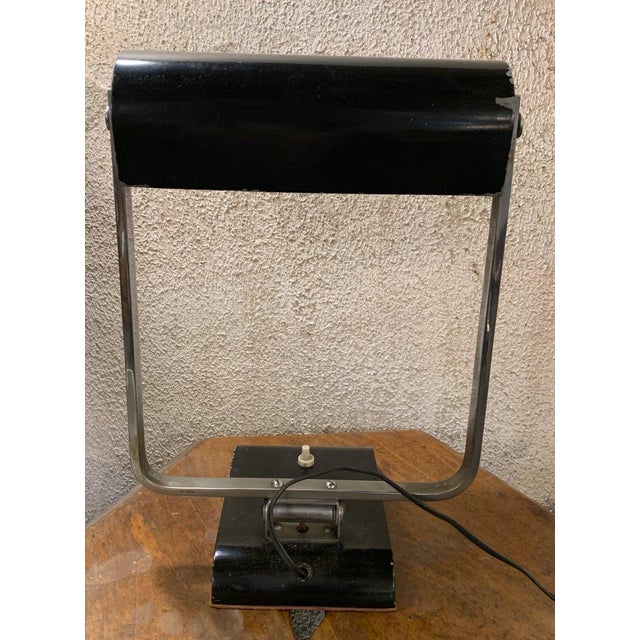 Italian Ministerial Lamp in Tin with Chrome Stems, 1940s For Sale - Image 6 of 6