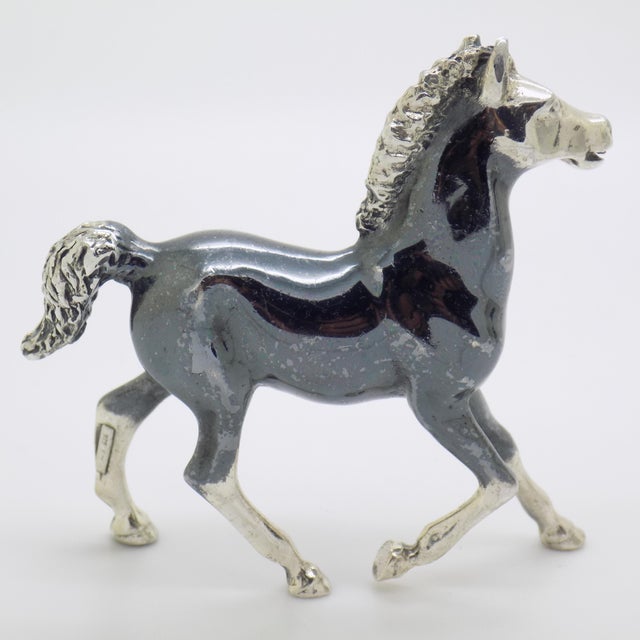 Metal Vintage Italian Handmade Genuine Sterling Silver 925 Darkened Horse Large Figurine For Sale - Image 7 of 10