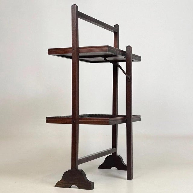 Wood Antique Edwardian Oak Folding Tray Stand, 1910 For Sale - Image 7 of 16