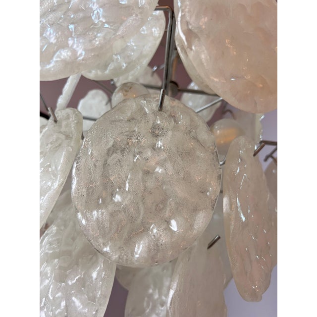 White and Silver Chandelier with Acrylic Glass Panels For Sale - Image 3 of 11