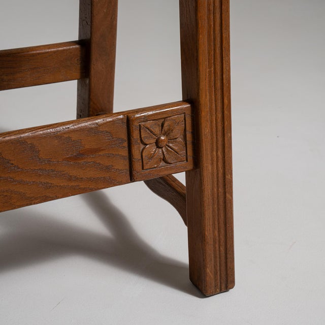 Brown 1970s Set of Four Brutalist Oak Dining Chairs For Sale - Image 8 of 14