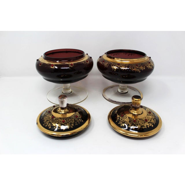 Traditional Vintage Venetian Compotes - a Pair For Sale - Image 3 of 5