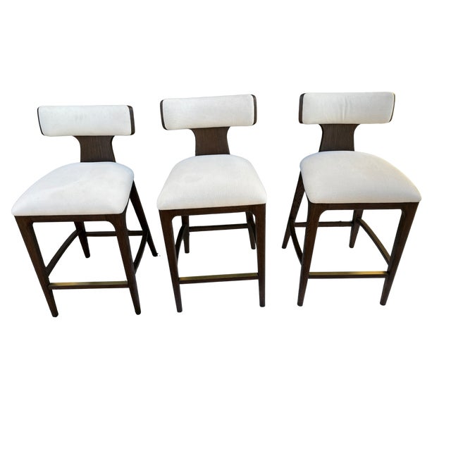 Rh Ligné Fabric Bar & Counter Stools — Set of 3 For Sale - Image 12 of 15