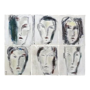 Faces 25 (Kopfbild 25) - Original Oil Painting on Canvas Abstract Figurative Artwork by Bernhard Zimmer