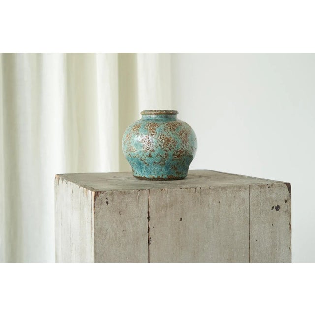 Pieter Groeneveldt Studio Pottery Vase, The Netherlands, 1940s. This is a wonderful turquoise studio pottery vase by...